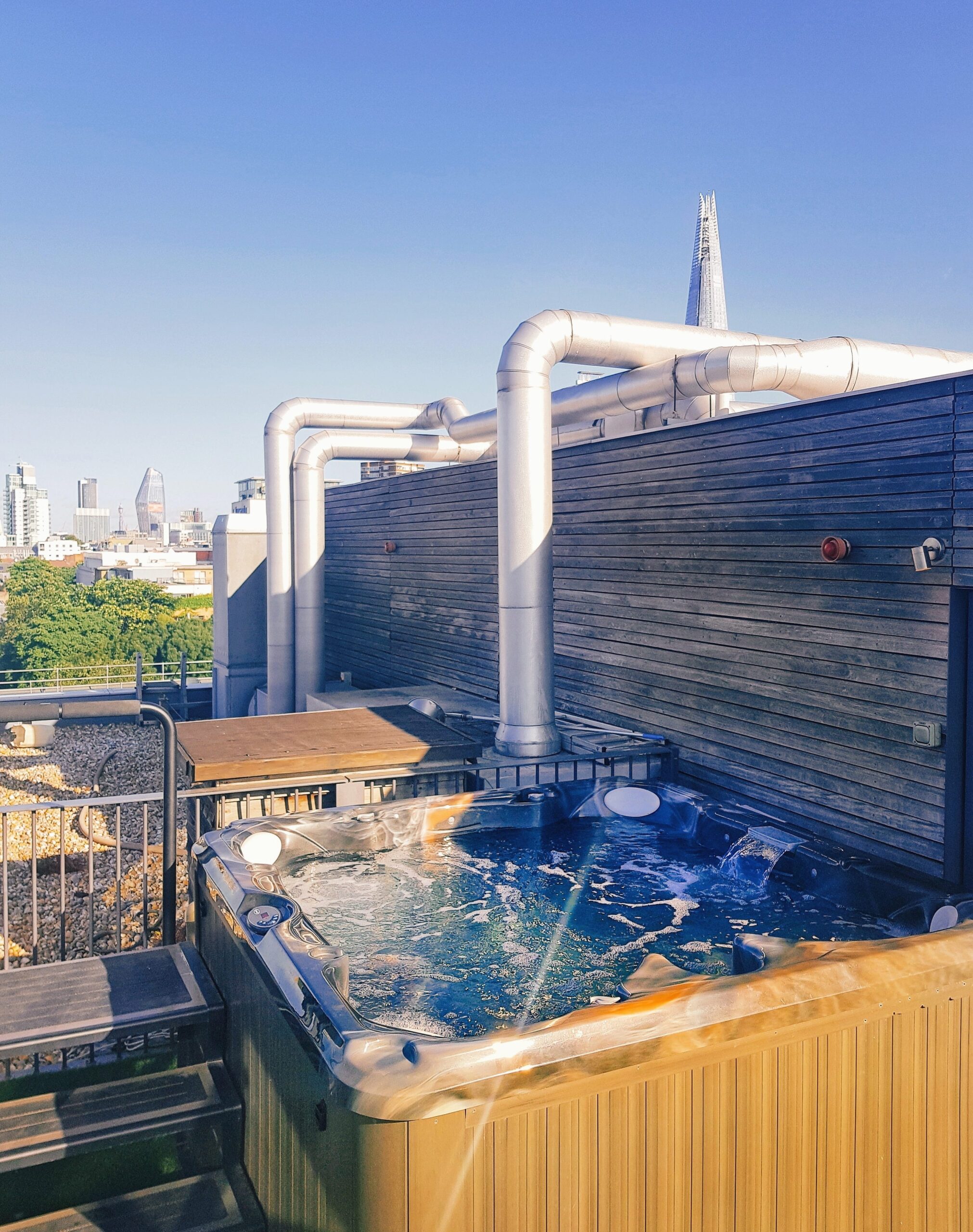 London best private hot tub hotel skyline view