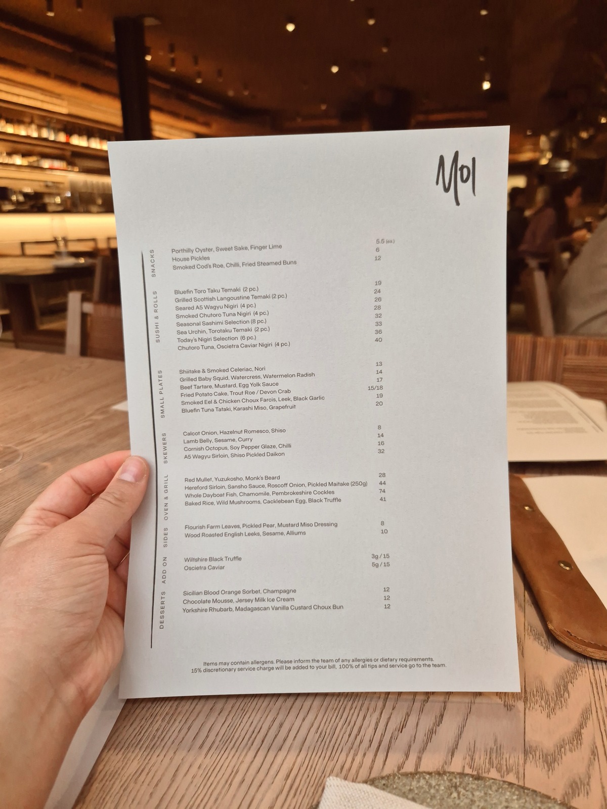 Moi restaurant review soho london menu