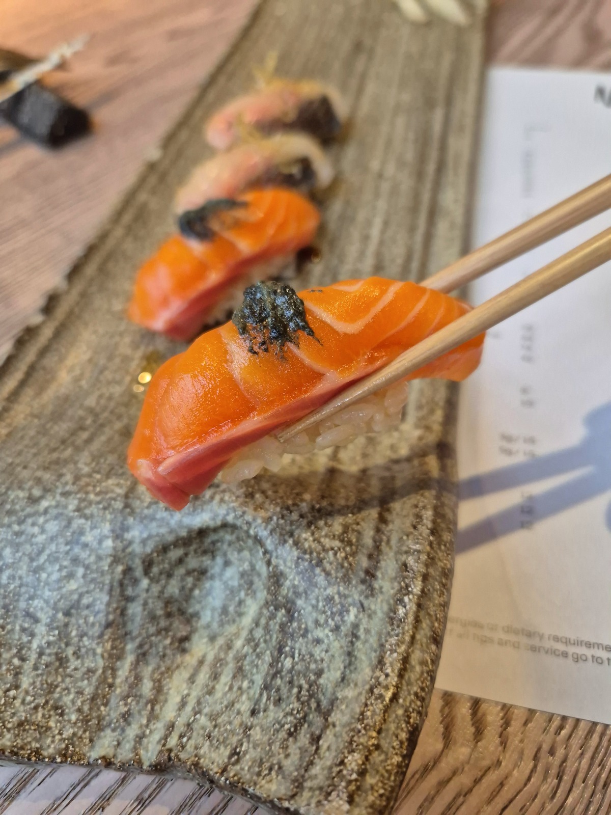 Moi restaurant review soho london sushi nigiri trout
