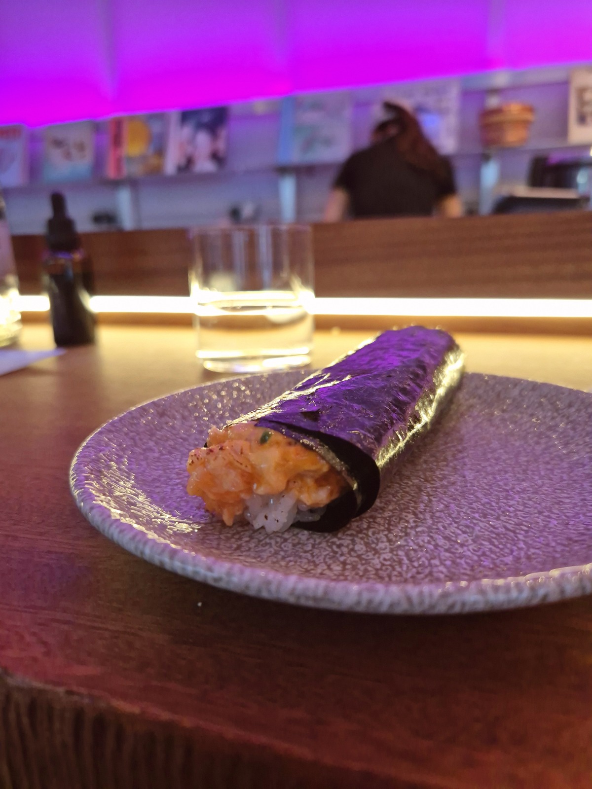 Burnt salmon at Kumori handroll restaurant review Soho, London