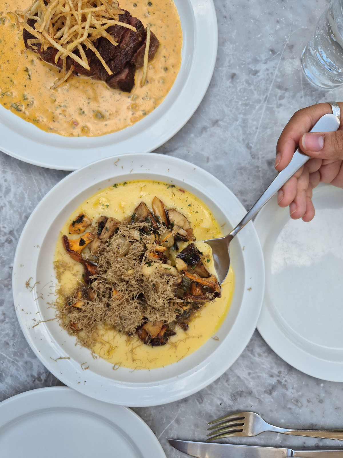 Flat iron steak at Llewelyns restaurant Herne Hill London review polenta